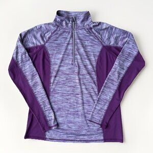 HEAD Women's PURPLE 1/2 Zip Pullover Long Sleeve Top Size Large Warm Up Tennis